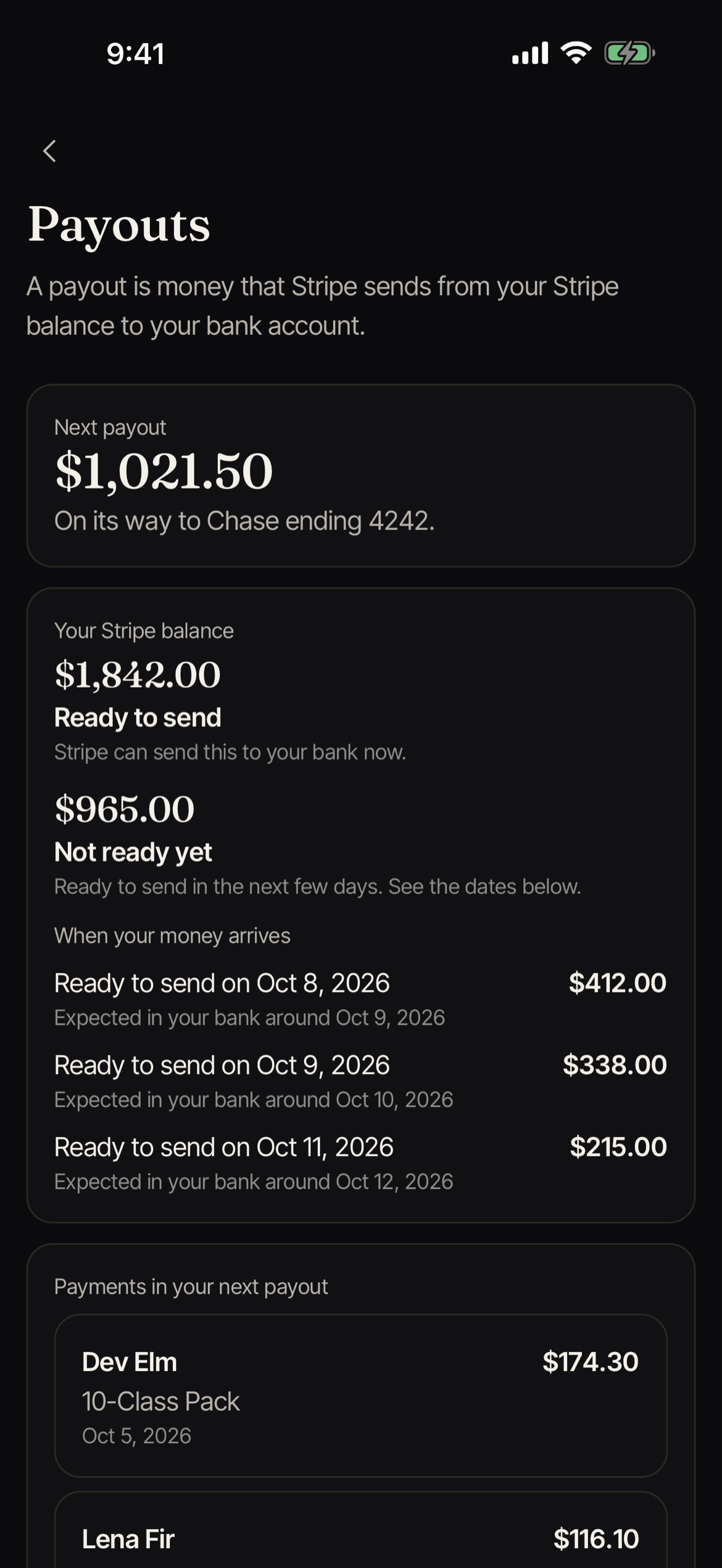 The Payouts report in Backstage.